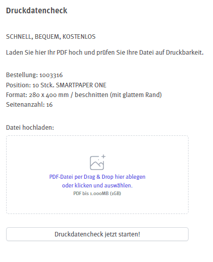 Druckdatencheck für Zeitung starten