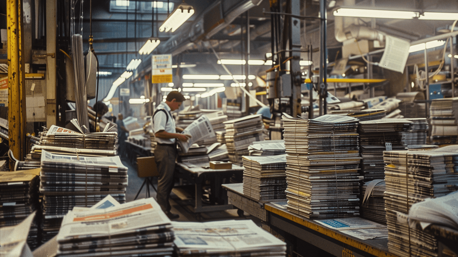 Auflage von Zeitungsexemplaren in moderner Druckerei