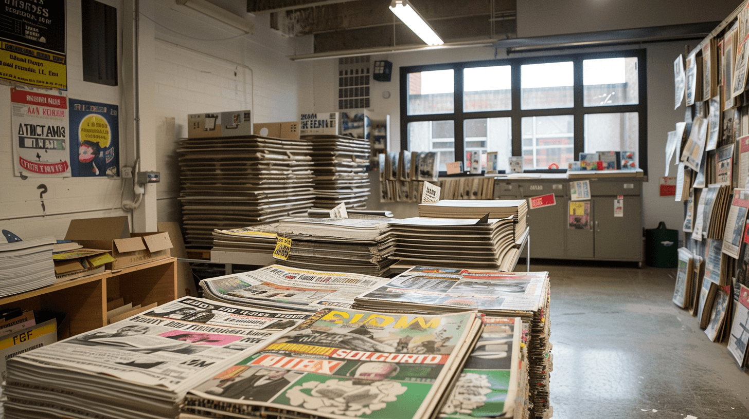 Verschiedene Recycelte Zeitungspapiere in Druckerei