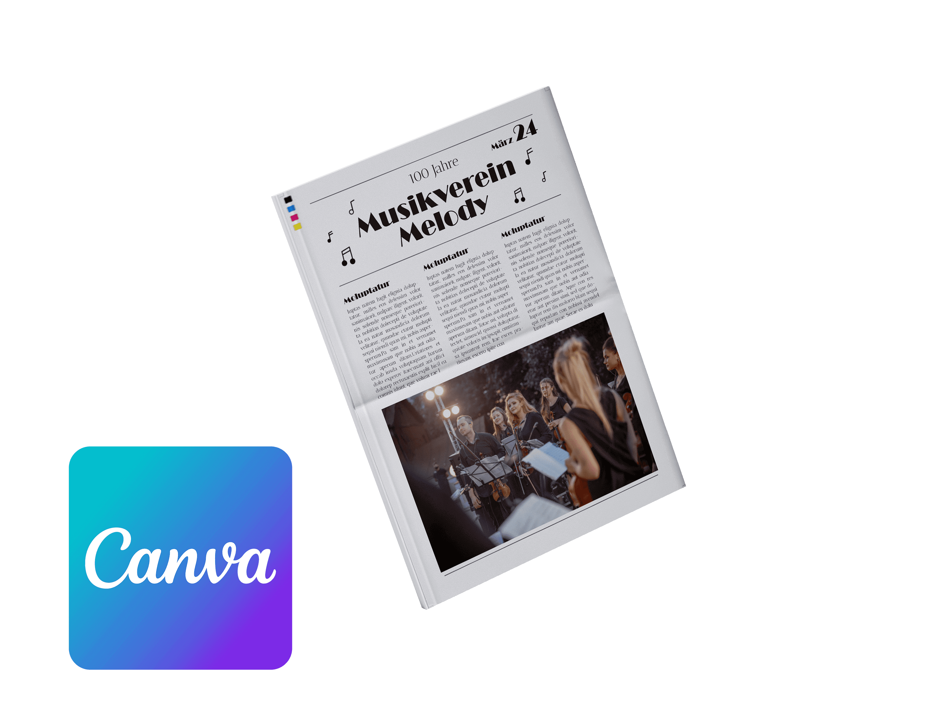 Vereinszeitung für Musikverein online mit Canva gestalten