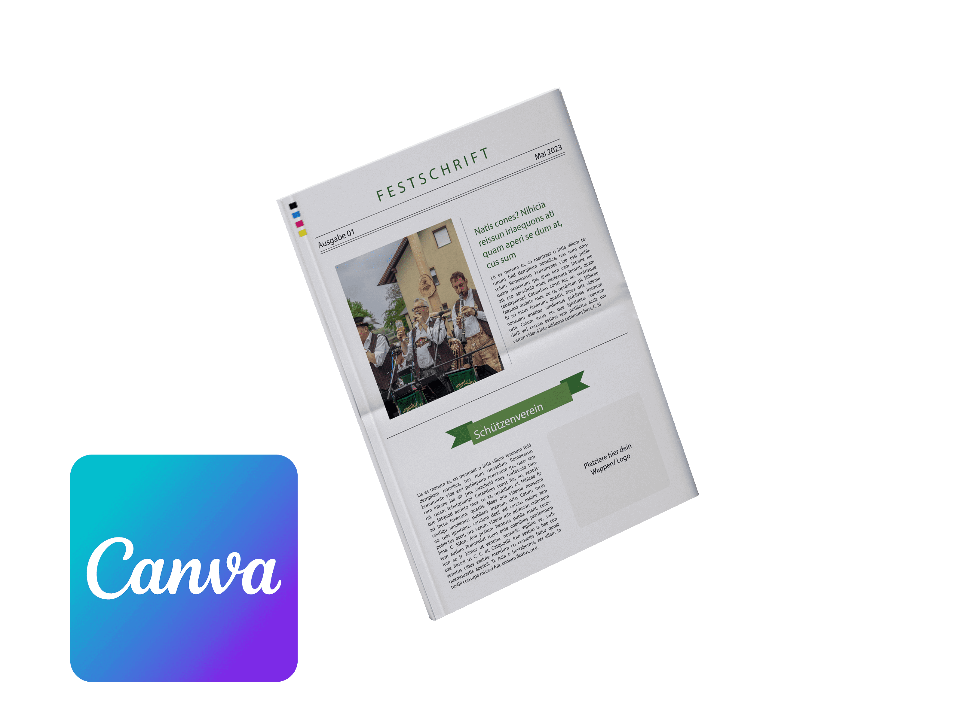 Vereinszeitung für Schützenverein online mit Canva gestalten